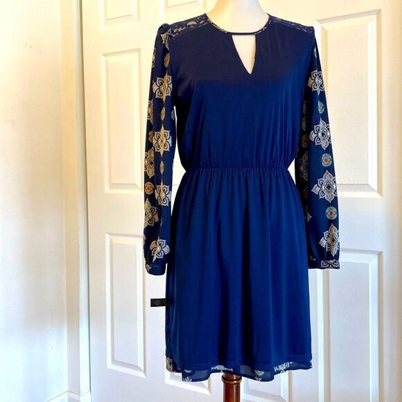 Elastic Waist Long Sleeve Above Knee Length Party Dress - Picture 6 of 7